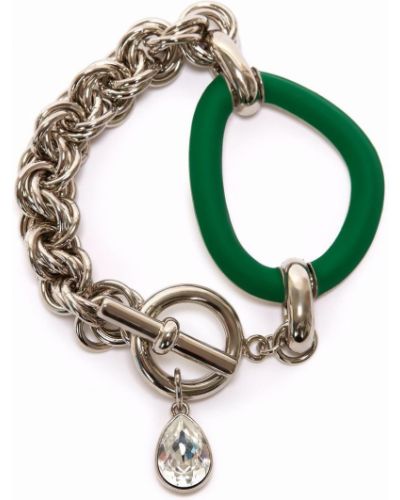JW Anderson OVERSIZED LINK CHAIN BRACELET WITH CRYSTAL - Argent
