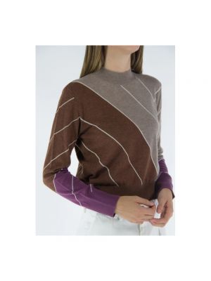 Dzianinowy sweter z okrągłym dekoltem Stella Mccartney brązowy