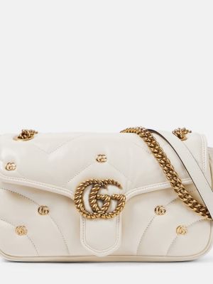 Bolsa de hombro de cuero Gucci blanco