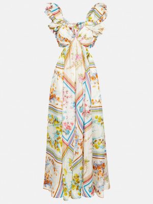 Svilena dolga obleka s cvetličnim vzorcem Zimmermann