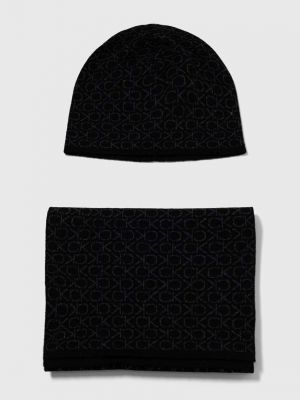 Černý vlněný klobouk Calvin Klein