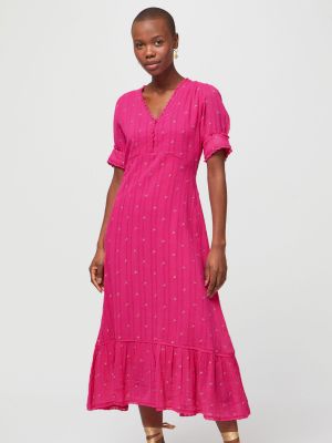 Жаккардовый платье миди с вышивкой Aspiga розовый