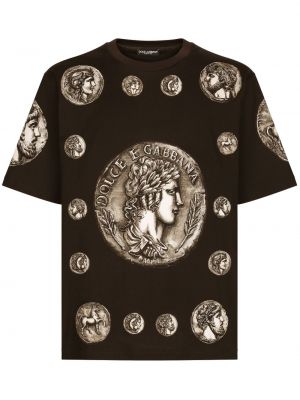 Tričko s potlačou Dolce & Gabbana hnedá