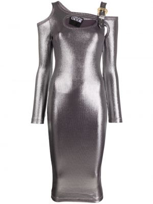 Midi šaty Versace Jeans Couture stříbrné