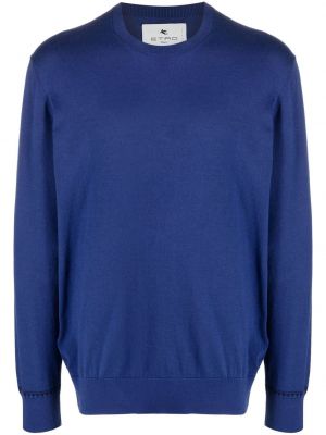 Памучен пуловер Etro синьо