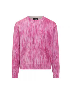 Sweter z futerkiem Stussy różowy