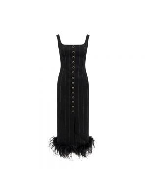 Sukienka długa w piórka Alessandra Rich czarna