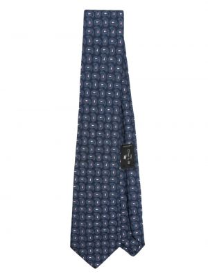 Jedwabny krawat z wzorem paisley żakardowy Etro niebieski