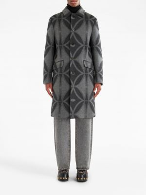 Manteau à imprimé à motif géométrique en jacquard Etro gris