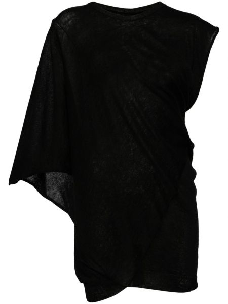 Asimetrisks adīti topi ar drapējumu Yohji Yamamoto melns