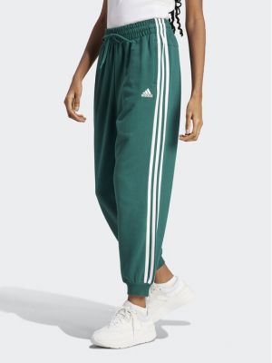 Pantaloni sport cu dungi cu croială lejeră Adidas verde