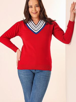 Svītrainas džemperis ar v veida izgriezumu By Saygı