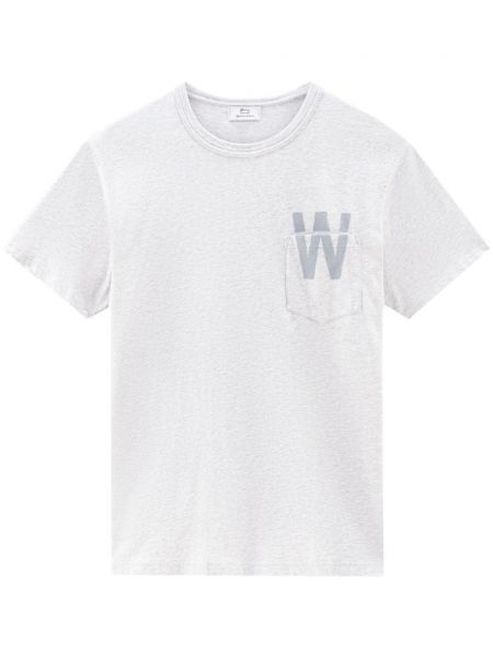 Bavlnené tričko s potlačou Woolrich sivá