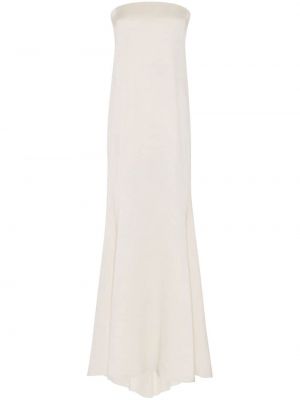 Копринена макси рокля Saint Laurent бяло