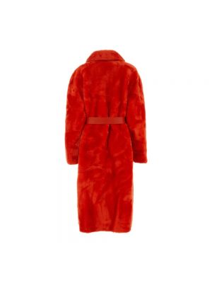 Płaszcz z futerkiem Jil Sander czerwony