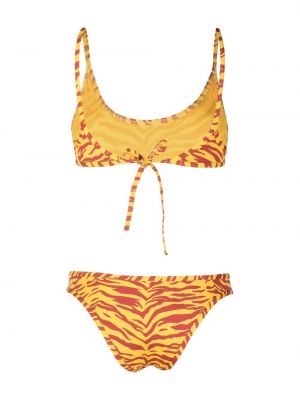 Bikini mit print mit tiger streifen The Attico gelb