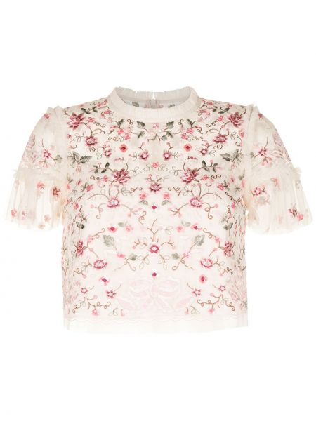 Блузка с вышивкой Needle & Thread, розовая