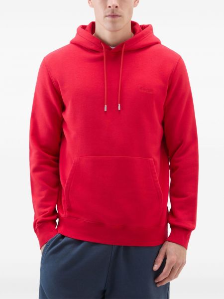 Medvilninis siuvinėtas džemperis su gobtuvu Woolrich raudona