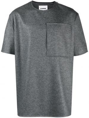 T-shirt con cerniera con scollo tondo Jil Sander grigio