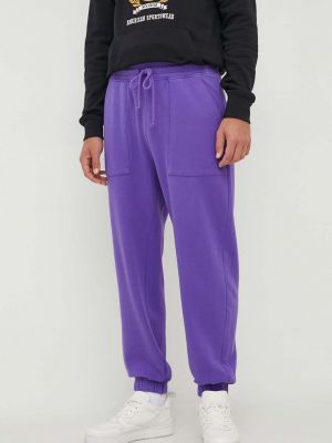 Однотонные хлопковые спортивные штаны United Colors Of Benetton фиолетовые
