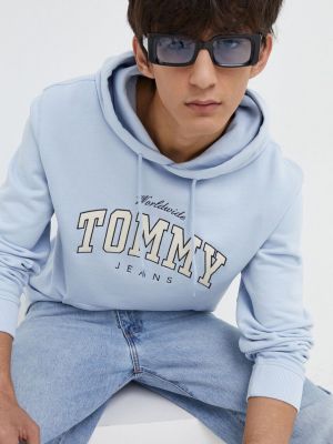 Суичър с качулка с апликация Tommy Jeans синьо