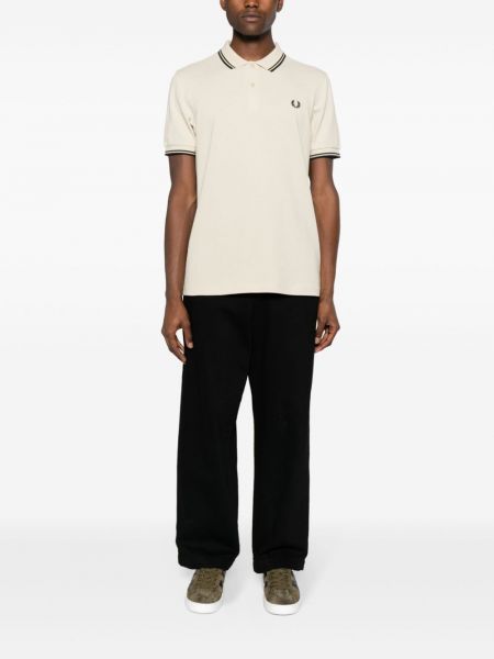 Polo brodé en coton Fred Perry beige