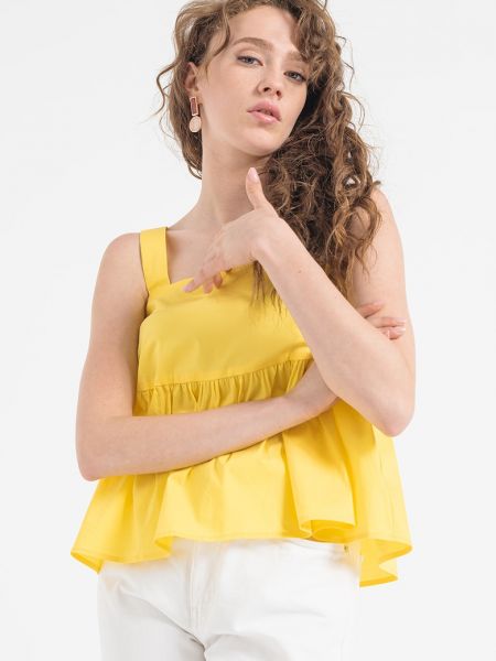 Блузка с квадратным вырезом United Colors Of Benetton желтая