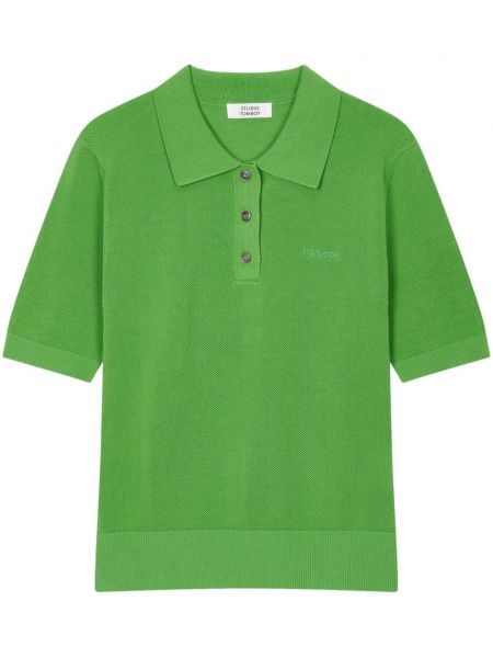 Плетена памучна поло тениска Studio Tomboy зелено