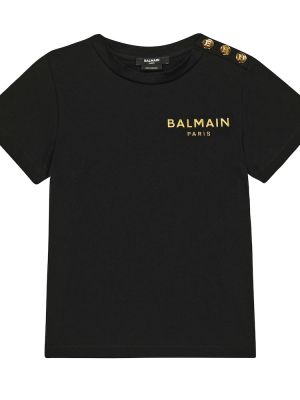 Puuvilla t-paita tytöille Balmain Kids musta