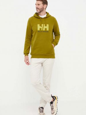 Bluza z kapturem bawełniana Helly Hansen zielona