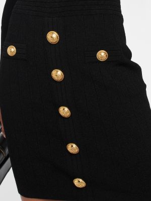V-nyakú mini ruha Balmain fekete