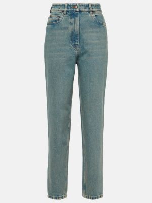 Straight leg jeans a vita alta Prada blu