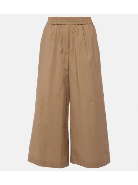 Памучни широки панталони тип „марлен“ с висока талия Loewe бежово