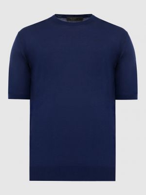Синяя шерстяная футболка Prada