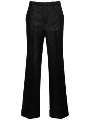 Czarne spodnie wełniane Gucci