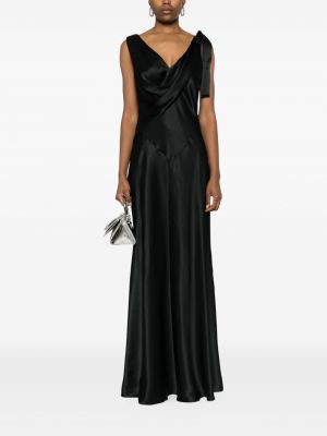 Drapiruotas vakarinė suknelė satininis Alberta Ferretti juoda
