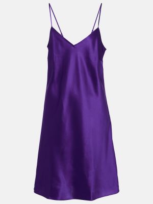 Hedvábné saténové midi šaty Eres fialové