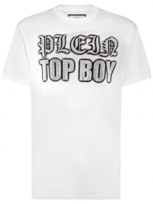 T-shirt en coton en cristal Philipp Plein blanc