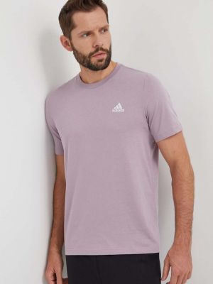 Однотонна бавовняна футболка Adidas рожева