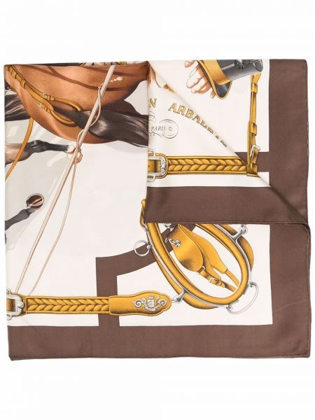 Pañuelo de seda Hermès marrón