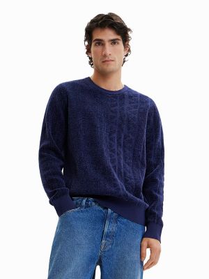 Jersey con estampado de tela jersey de tejido jacquard Desigual azul