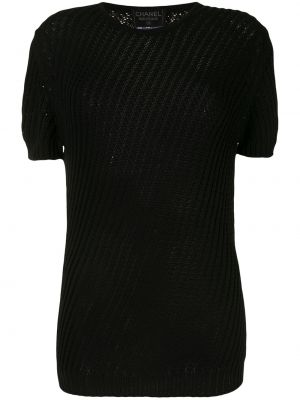 T-shirt en tricot ajouré Chanel Pre-owned noir