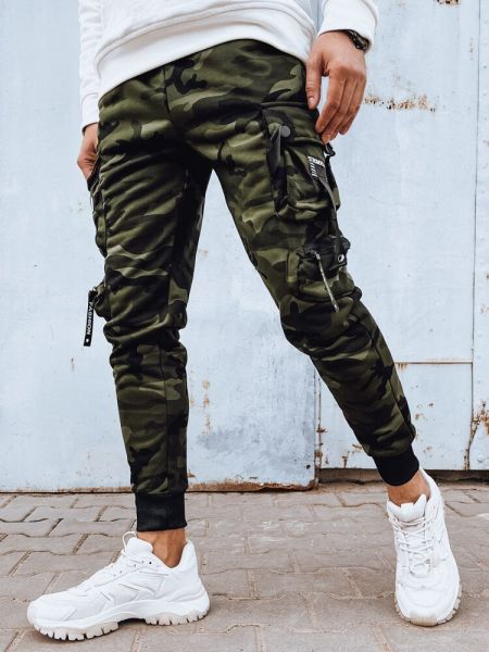 Pantaloni cargo cu model camuflaj Dstreet verde