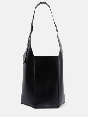 Usnjena nakupovalna torba The Attico črna