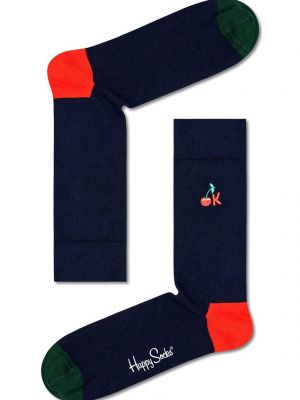 Ponožky s výšivkou Happy Socks fialové