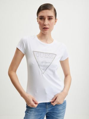 Koszulka z kryształkami Guess biała