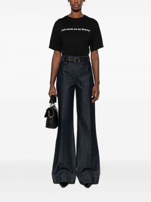 Bavlněné tričko s potiskem Victoria Beckham černé