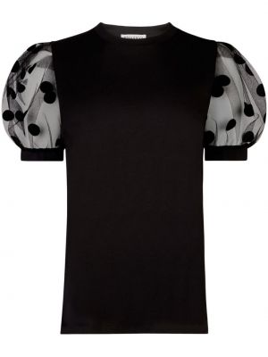 Πουά βαμβακερή μπλούζα Nina Ricci μαύρο