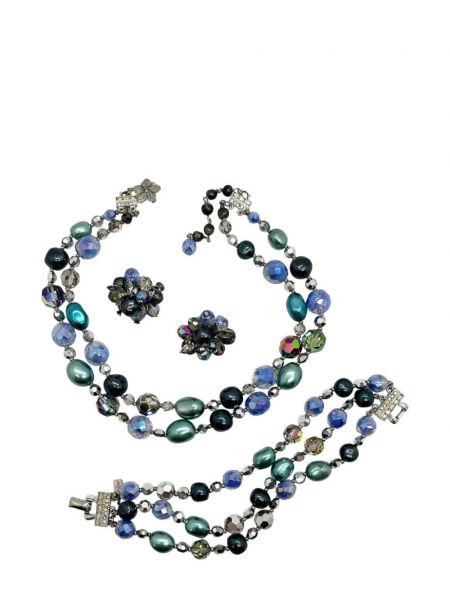 Křišťálový náhrdelník s perlami Baumer Vendome modrý