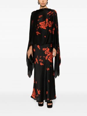 Květinová hedvábná halenka s potiskem Atu Body Couture černá